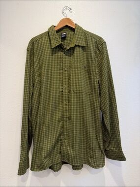 The North Face Olive Green Windowpane Plaid Button-Down Shirt